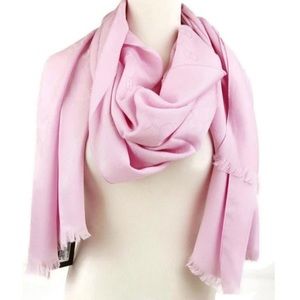Authentic New With Tags Gucci Monogram GG Rose Pink Long Scarf Wool/Silk